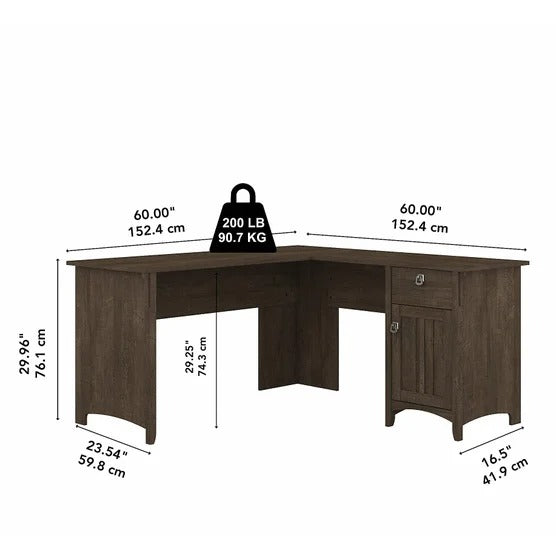 Bush Furniture Salinas L-shape Desk with Storage
