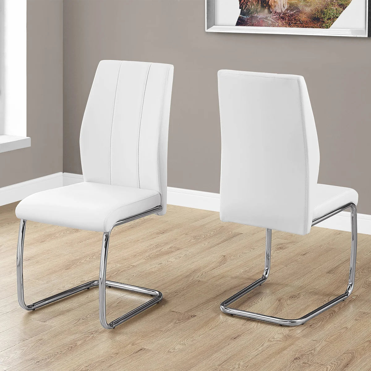 Geri Contemporary Dining Chair, 2-pack with Chrome Frame