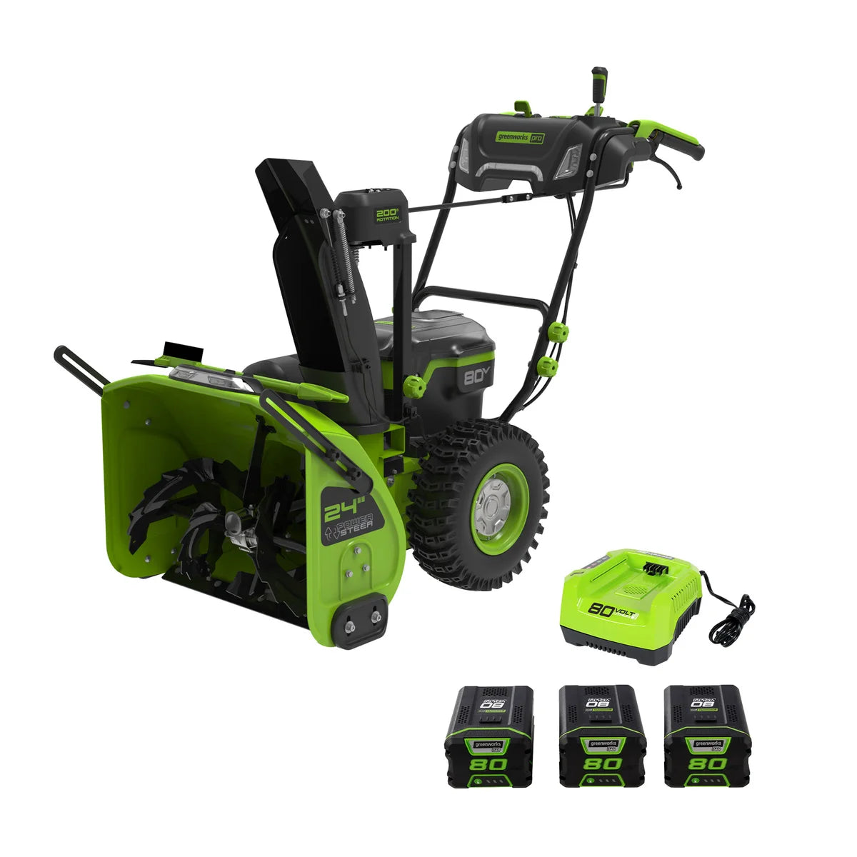 Greenworks 80V 24" Gen 2 Dual Stage Zero-Turn Snow Blower (3) 4ah Batt