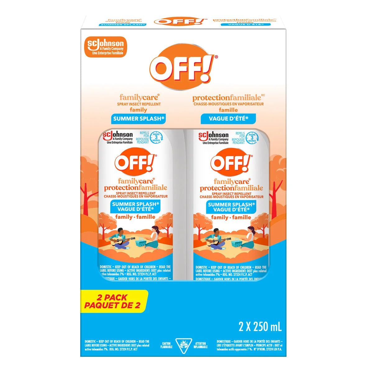 OFF! Family Care Insect and Mosquito Repellent, Summer Scent, 2 x 250 mL