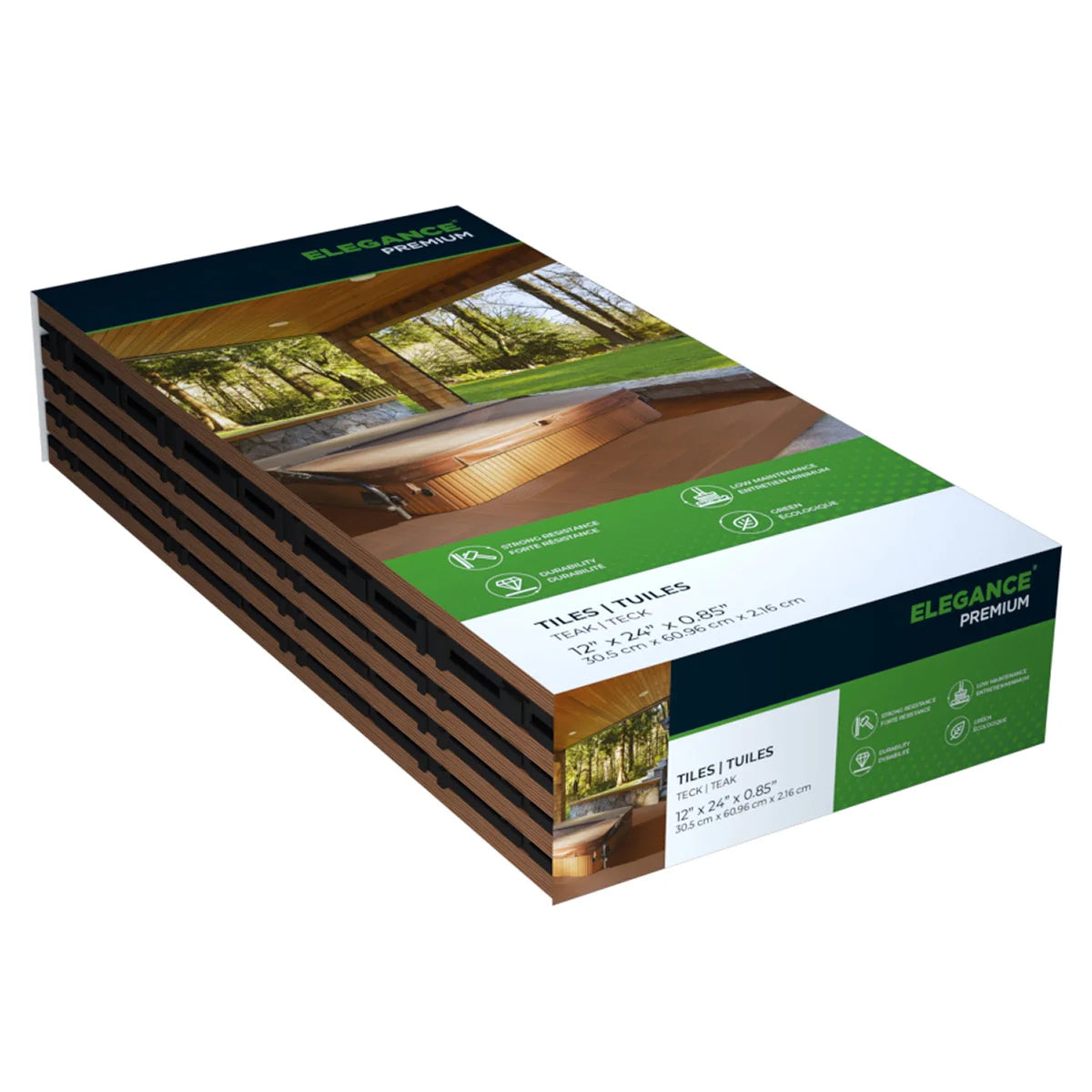 Elegance Composite Deck Tile, Teak 43 x 5-packs (Price for 43 Boxes Together)