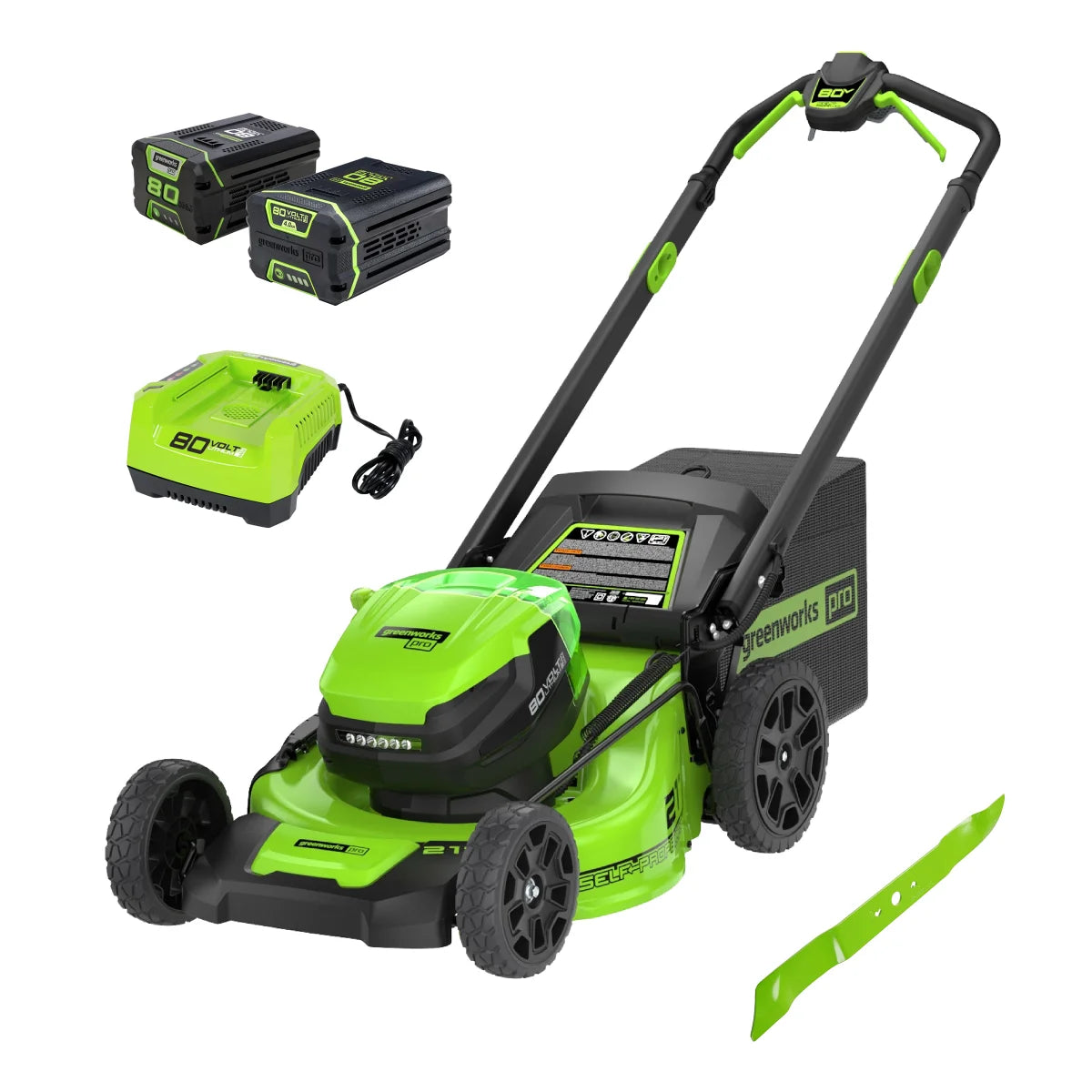 Greenworks 80V 21" Gen 2 Self-Propelled Mower w/ Extra Blade, (2) Batteries & Rapid Charger