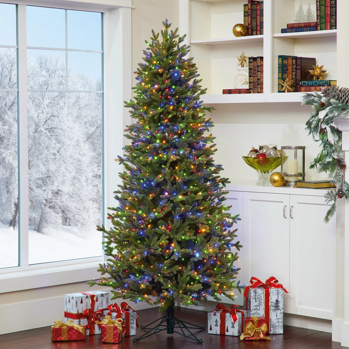 6.5 ft Pre-Lit Aspen Artificial Christmas Tree, 1,200 Color-Changing Radiant Micro LED Lights