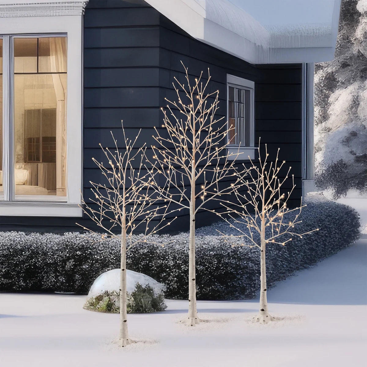 Set of 3 LED Birch Trees