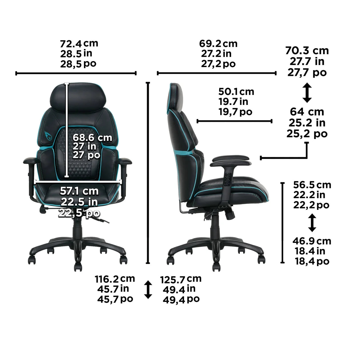 DPS Centurion Gaming Chair with Adjustable Headrest, Black