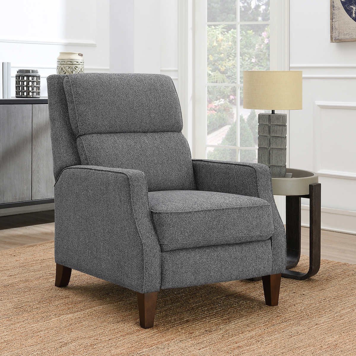 SYNERGY HOME PUSHBACK RECLINER GREY FABRIC