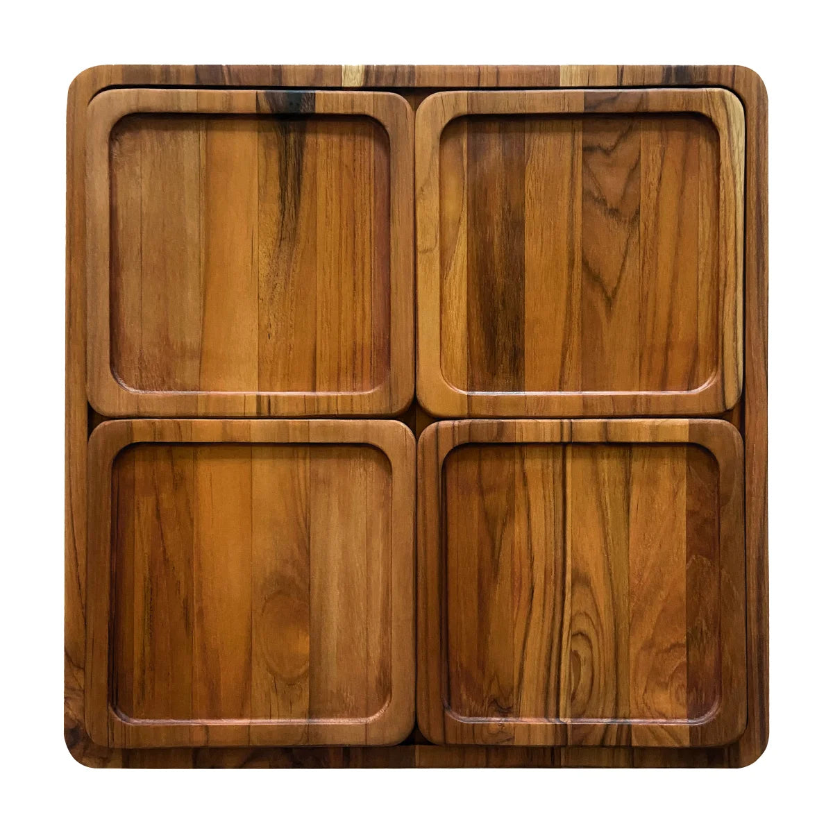 TEAKHAUS TEAK SERVING SET 5PC 38.1″ X 38.1″ X 1.3 CM