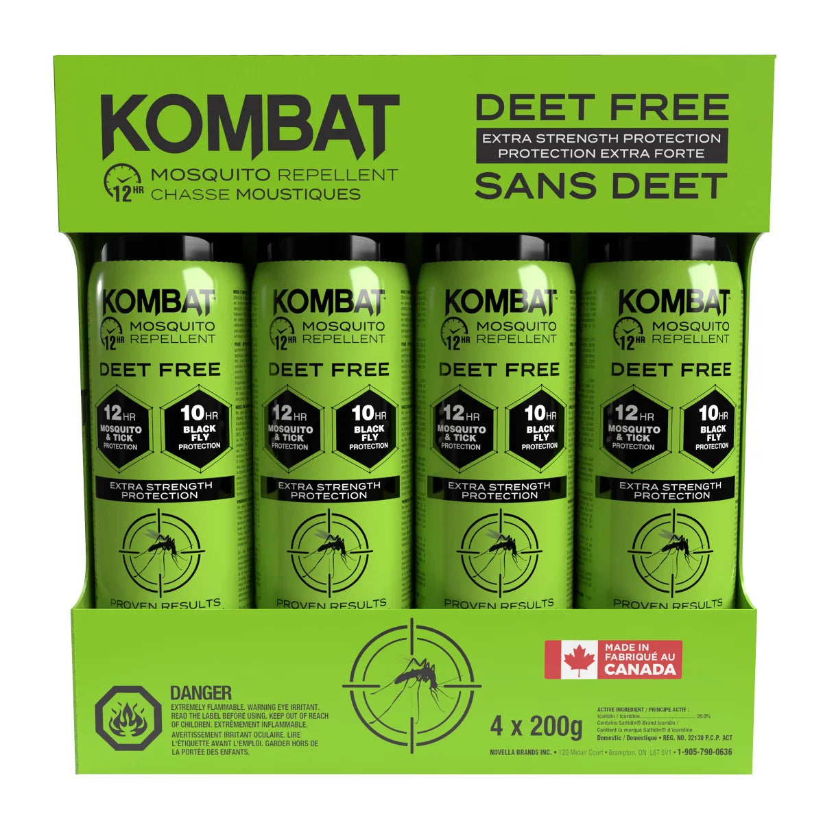 Kombat Mosquito & Tick Repellent Deet Free, 4 x 200 g