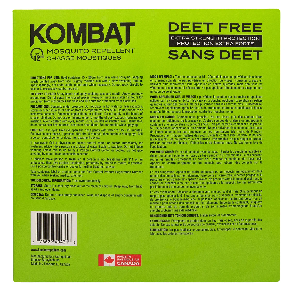 Kombat Mosquito & Tick Repellent Deet Free, 4 x 200 g