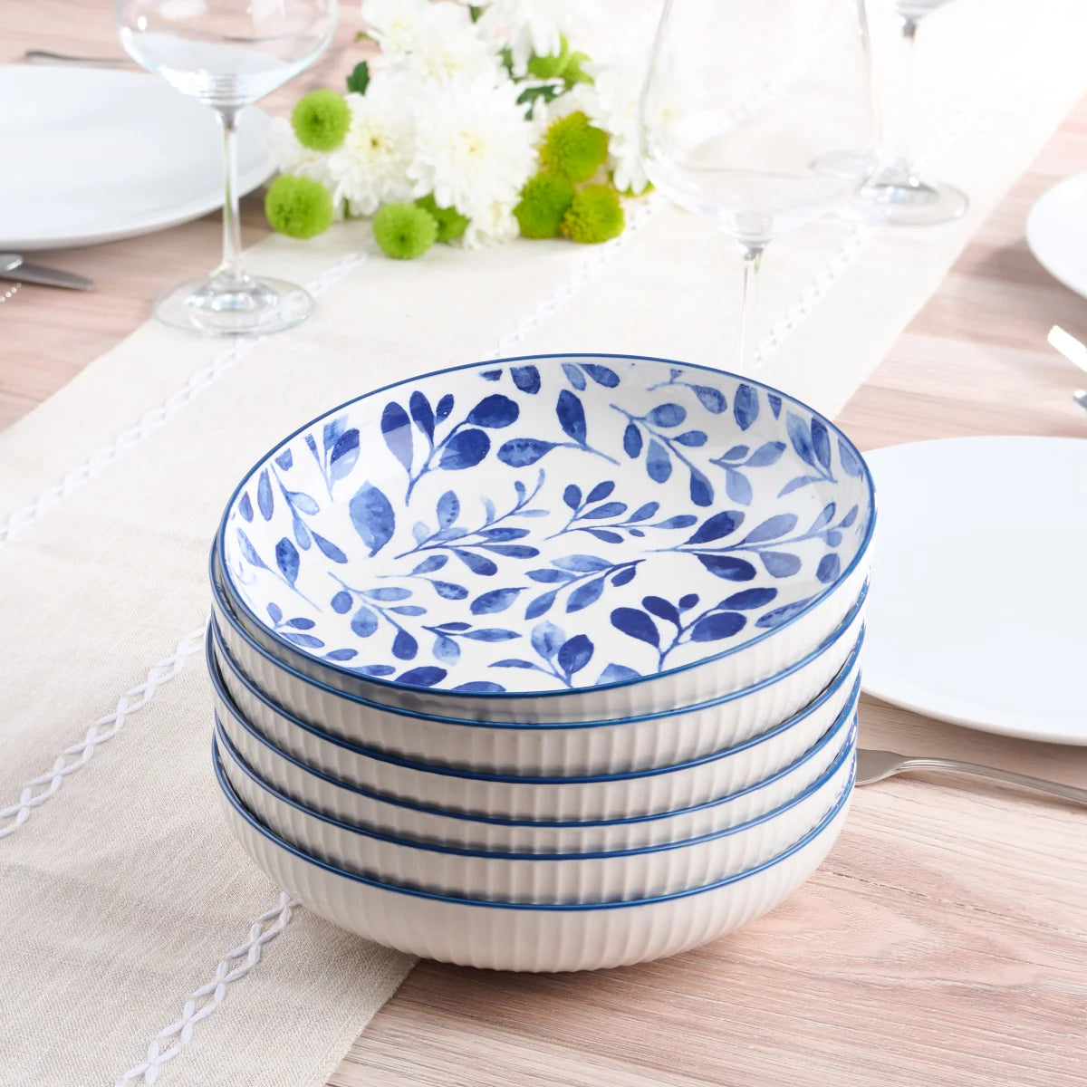 Trudeau Porcelain Dinner Bowls, 6-piece