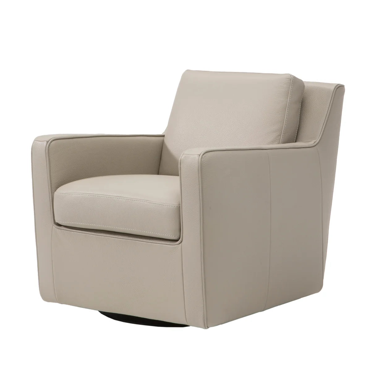 Natuzzi Top Grain Leather Swivel Armchair, Beige