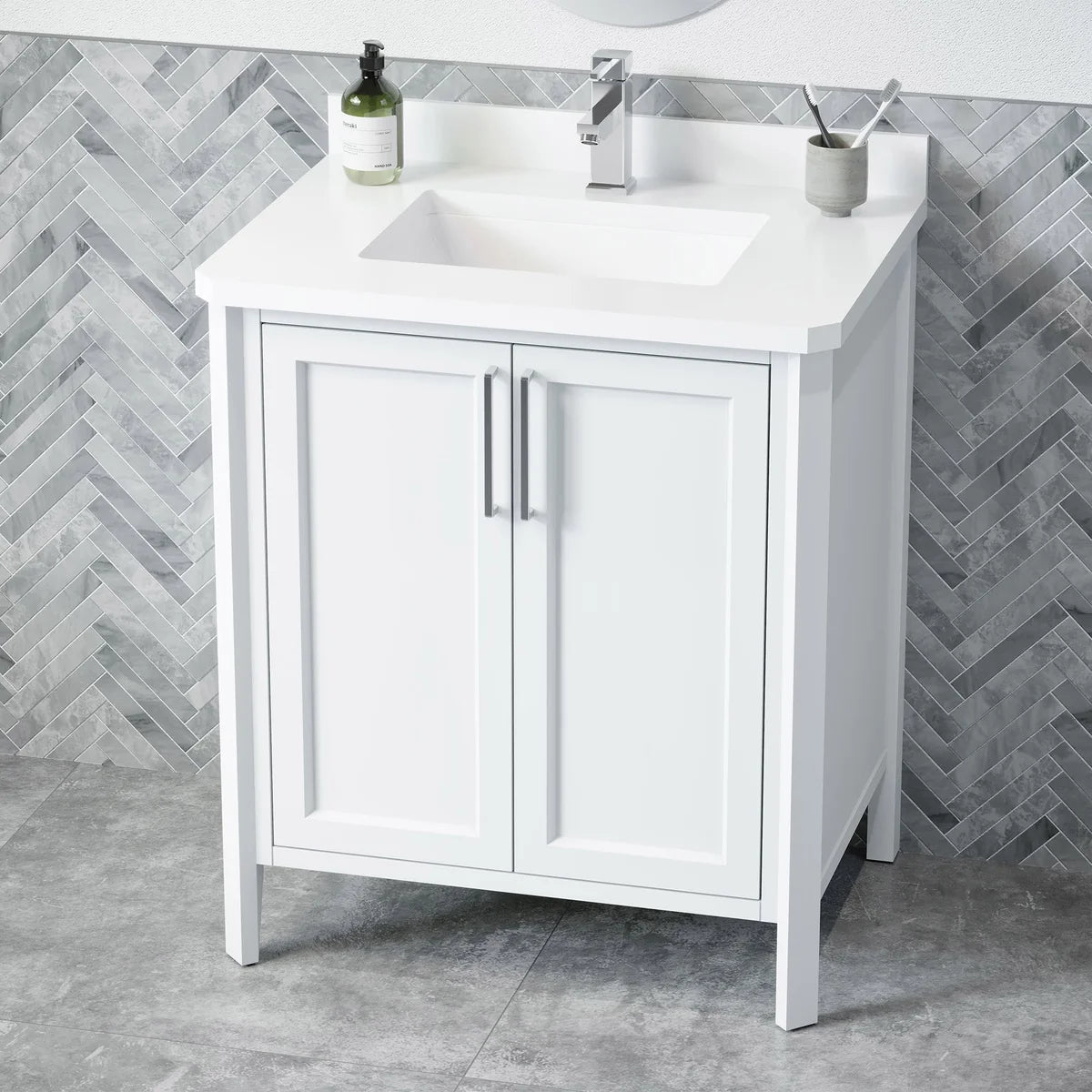 OVE Decors Flora 30 in. Vanity in White with White Quartz Countertop