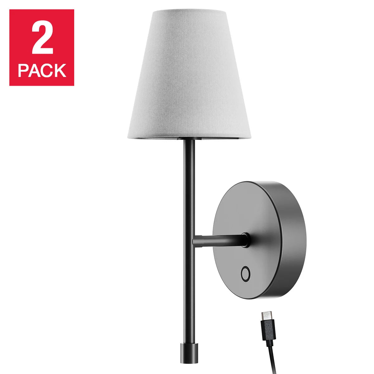 Globe Electric Wireless Rechargeable Wall Sconce, 2-pack