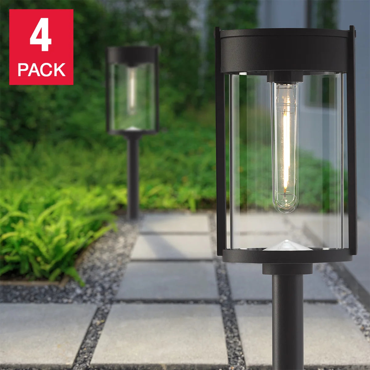 Naturally Solar LED Pathway Lights Vintage-Style, 4-pack