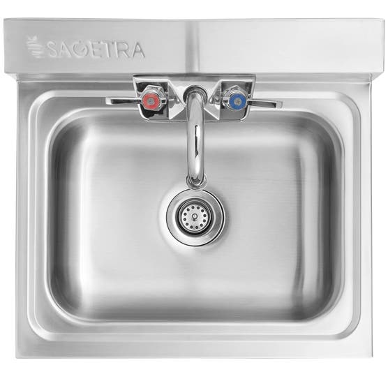 Sagetra Wall-Mounted Single Basin Hand Sink 20 Gauge Stainless Steel
