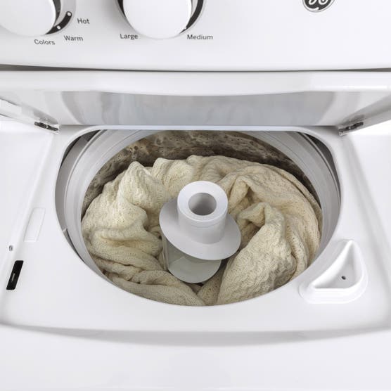 GE 27 in. Electric White 4.4 cu. ft. Washer, 5.9 cu. ft. Laundry Centre