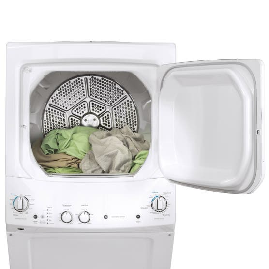GE 27 in. Electric White 4.4 cu. ft. Washer, 5.9 cu. ft. Laundry Centre