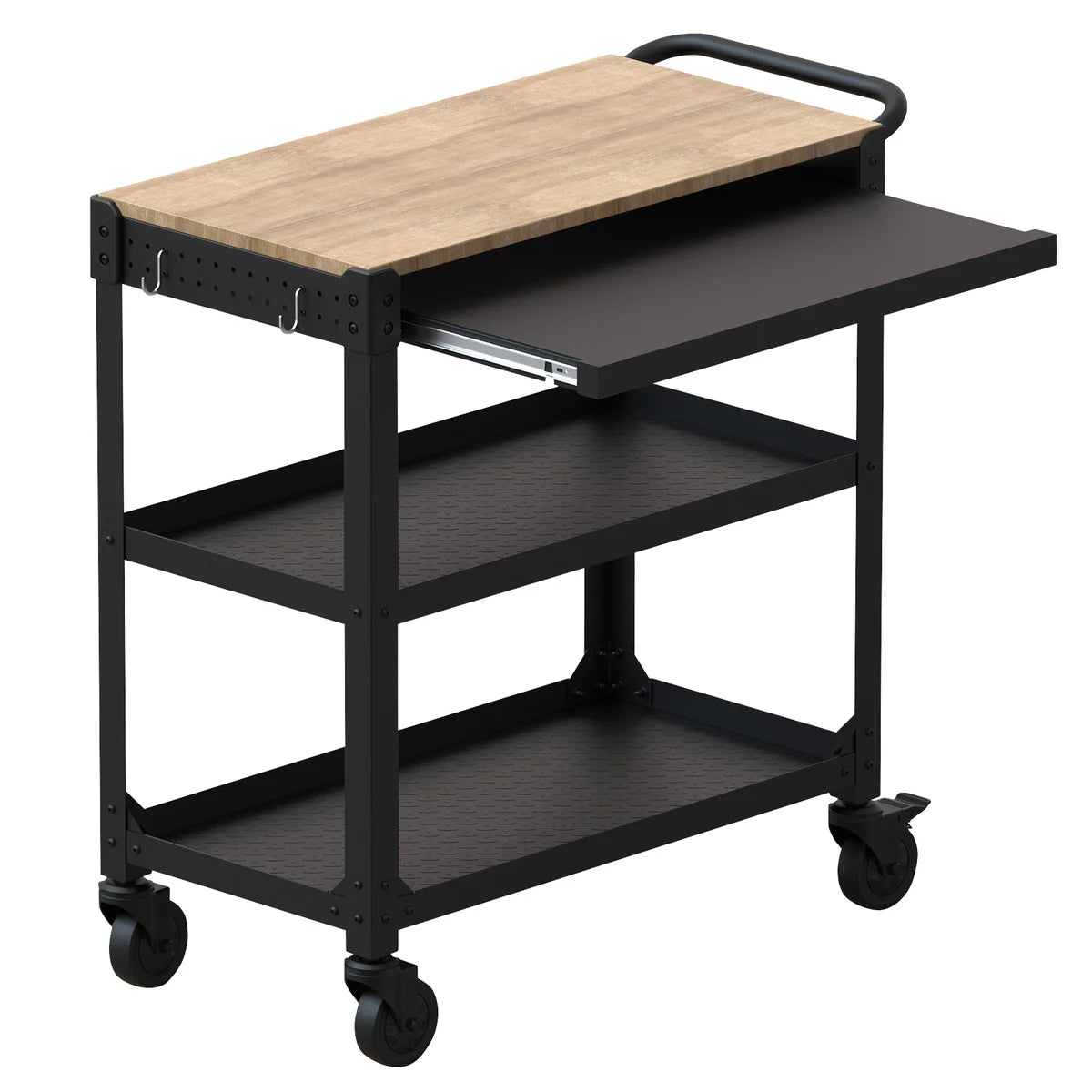 KODA 3 Shelf Utility Cart with Pull-Out Tray