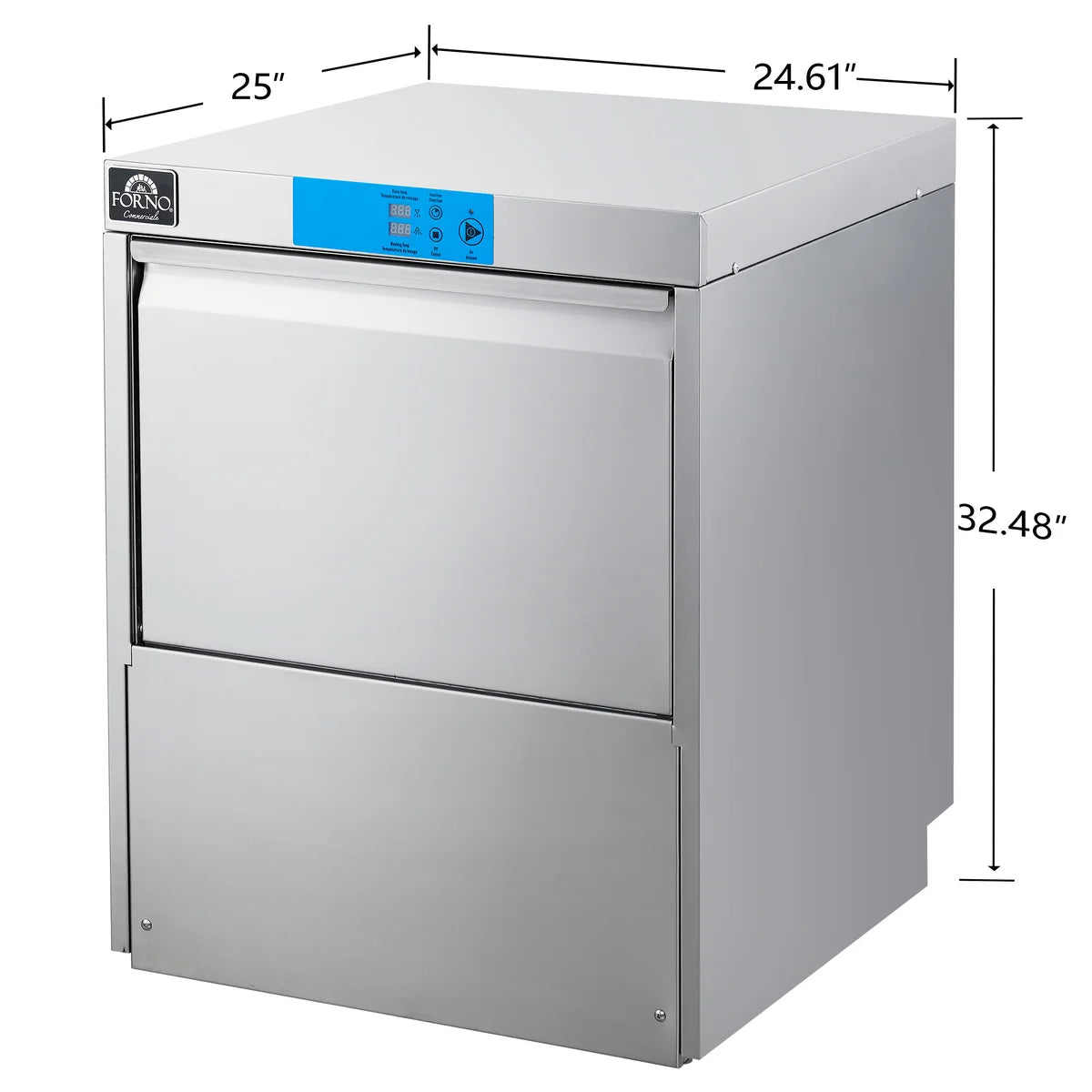 Forno 24 in. Stainless Steel Commercial Under-Counter Dishwasher with In-built Detergent and Rinse Aid Pumps