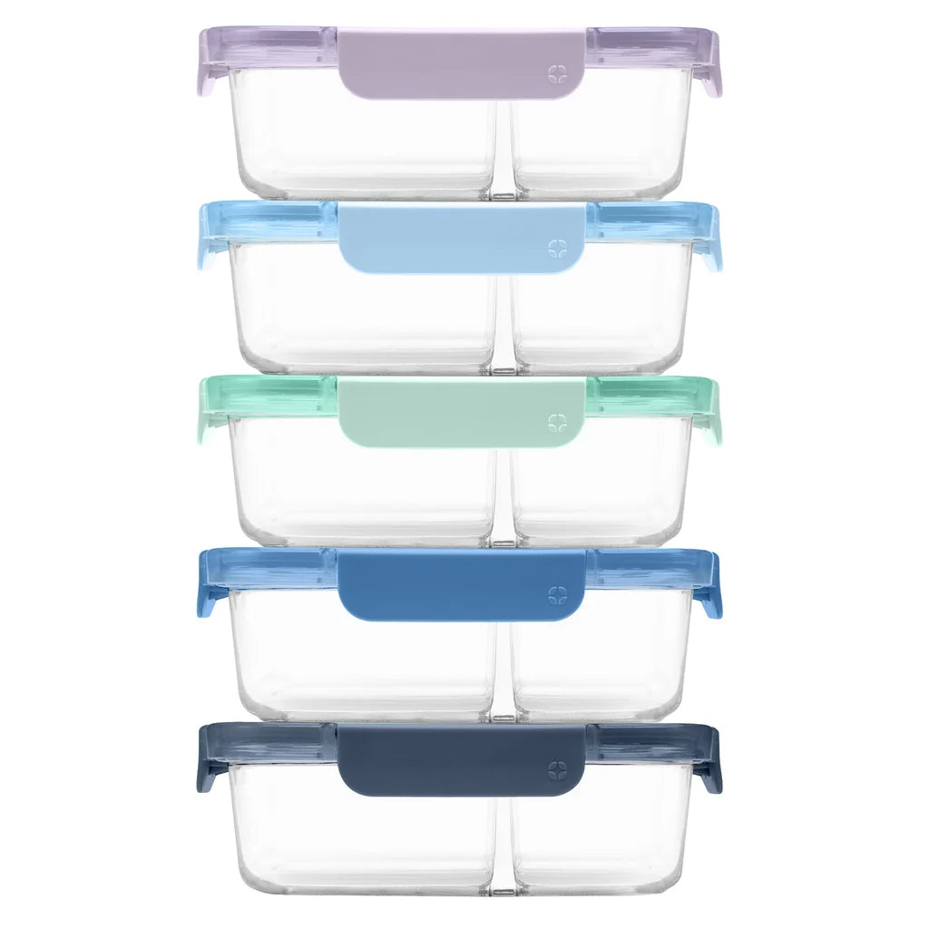 Ello Colour Lock Divided Glass Meal Prep Set, 10-piece