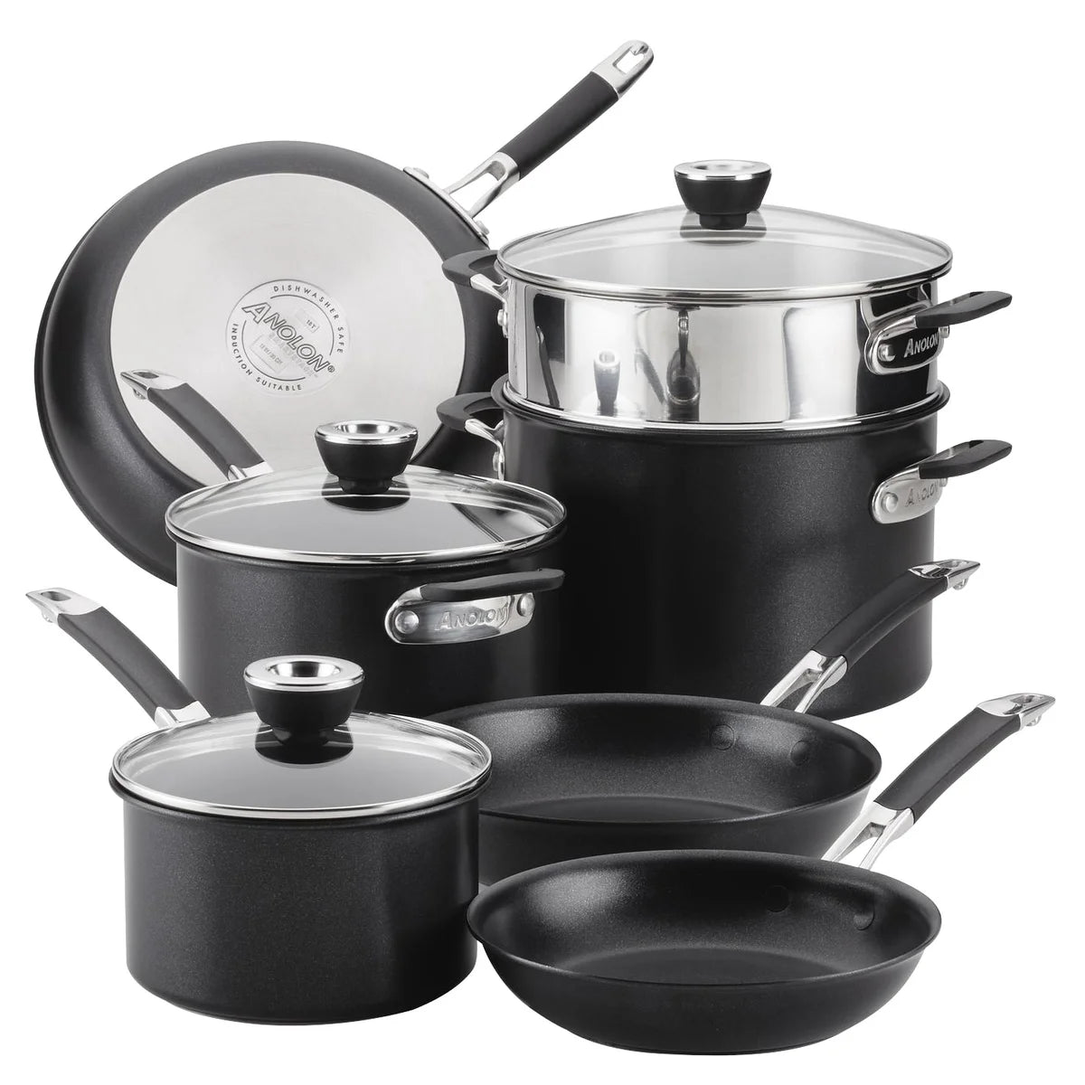 Anolon SmartStack Hard Anodized Cookware Set, 10-pieces
