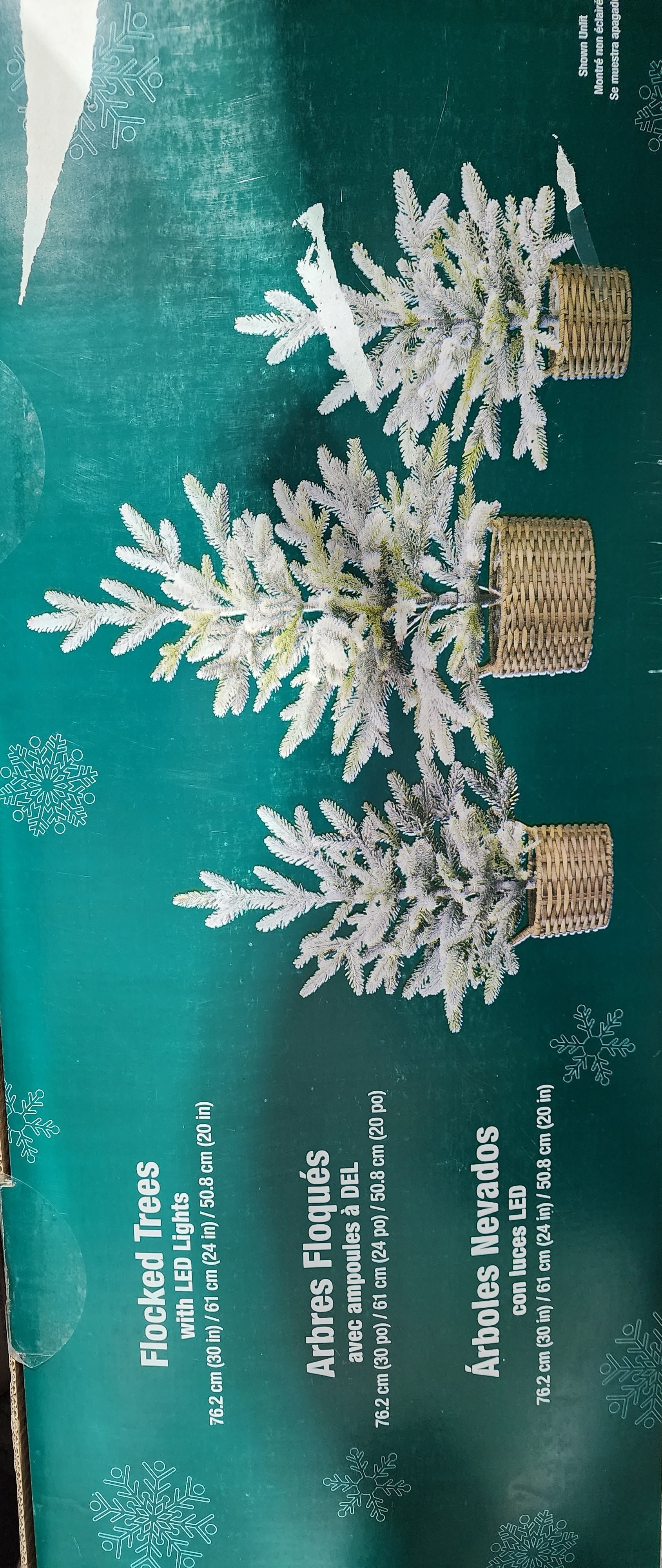 3 Piece Battery Operated Flocked Trees with LED Lights