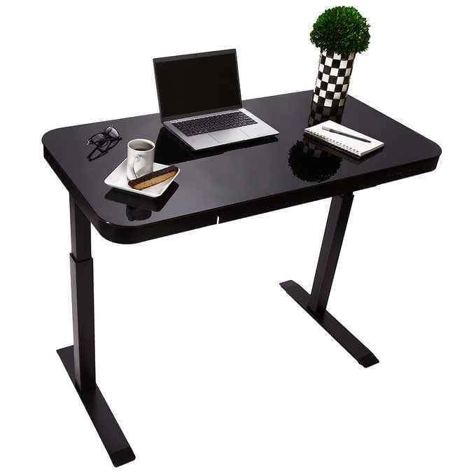 airLIFT Modern Height Adjustable Electric Glass Desk with Drawer