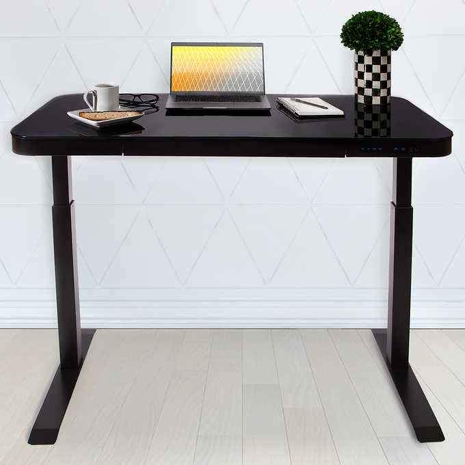 airLIFT Modern Height Adjustable Electric Glass Desk with Drawer