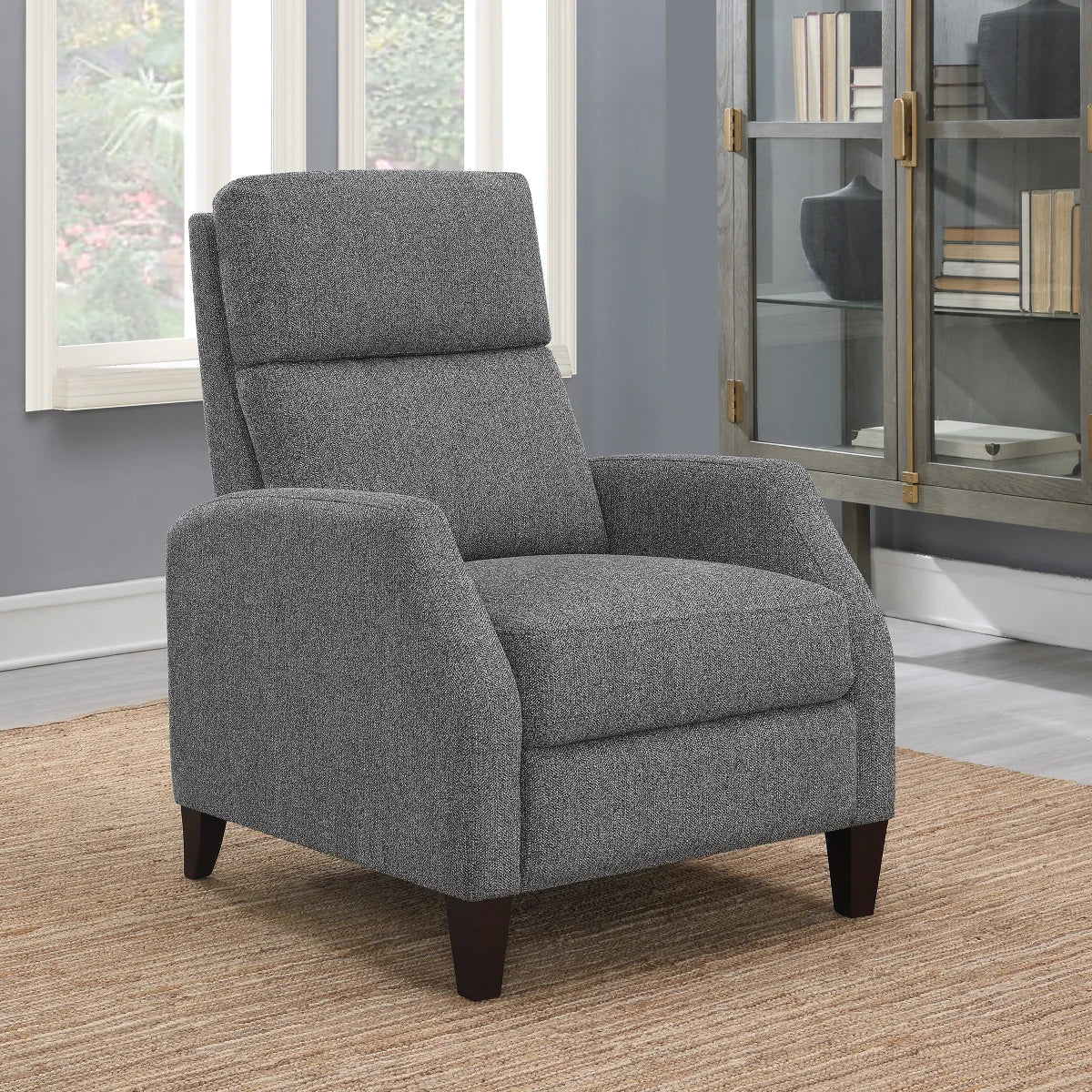 GREY PUSHBACK RECLINER