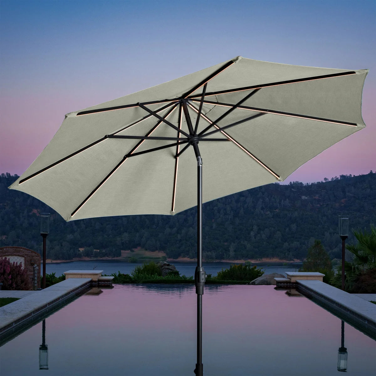 Sunvilla 10' Round Solar LED Market Umbrella