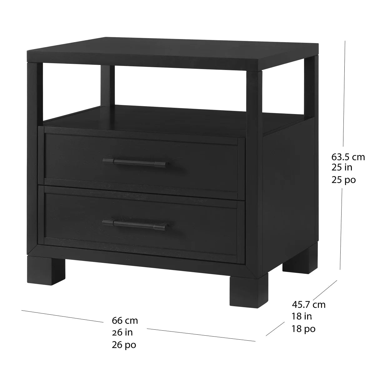 Springfield 2-drawer Nightstand (Black)