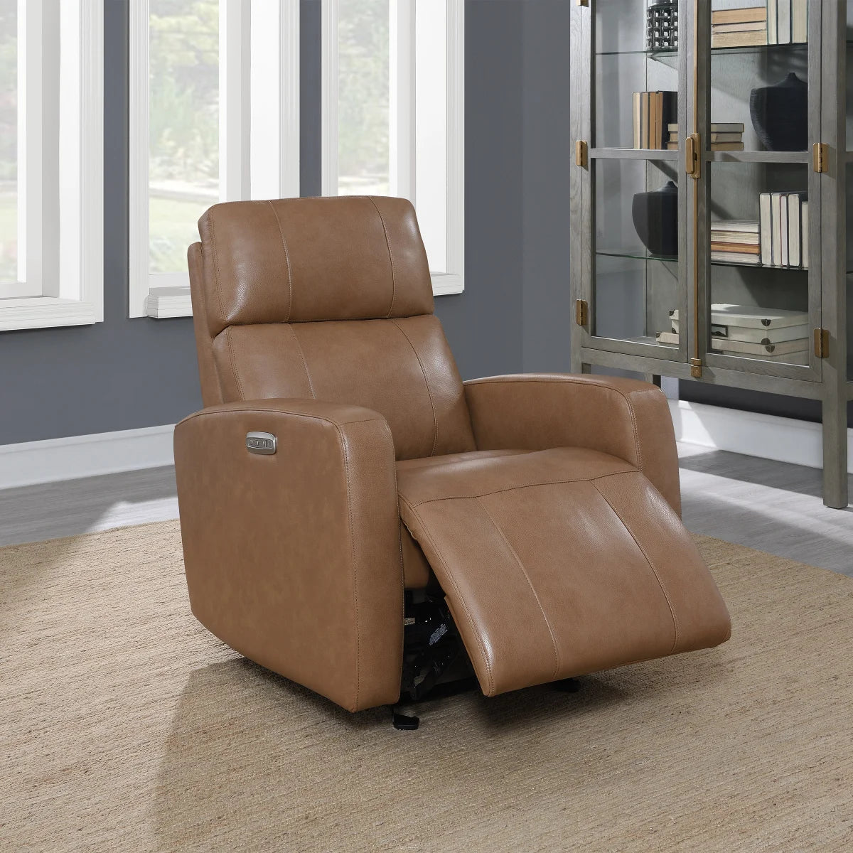 Top-grain Leather Glider Power Recliner with Power Headrest