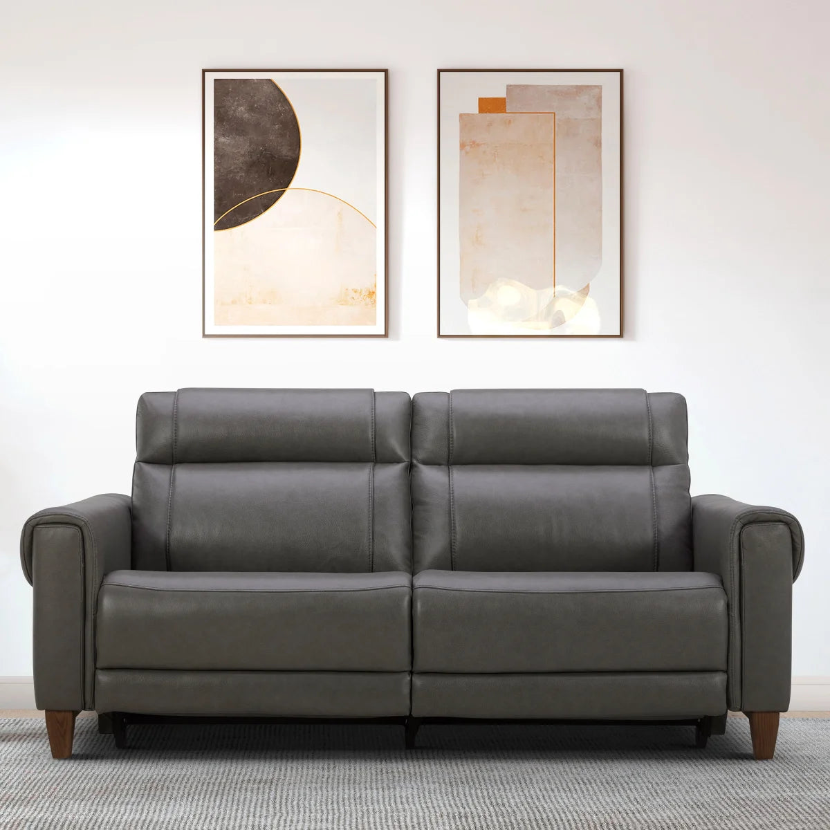 Aiden & Ivy Top-grain Leather Power Reclining Sofa (Grey)