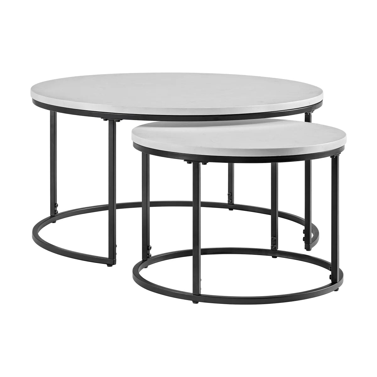 Bayside Furnishings 2-piece Nesting Table Set with Quartz Table Top, 80 cm (31.5 in.) and 52 cm (20.5 in.)