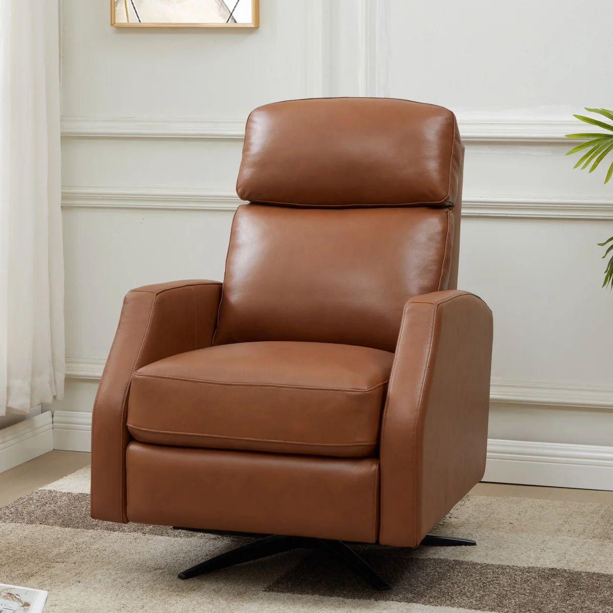 Top-grain Leather Swivel Pushback Recliner