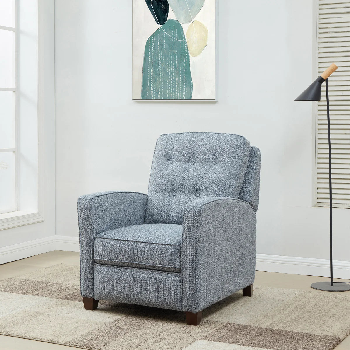 Fabric Pushback Recliner (Blue)