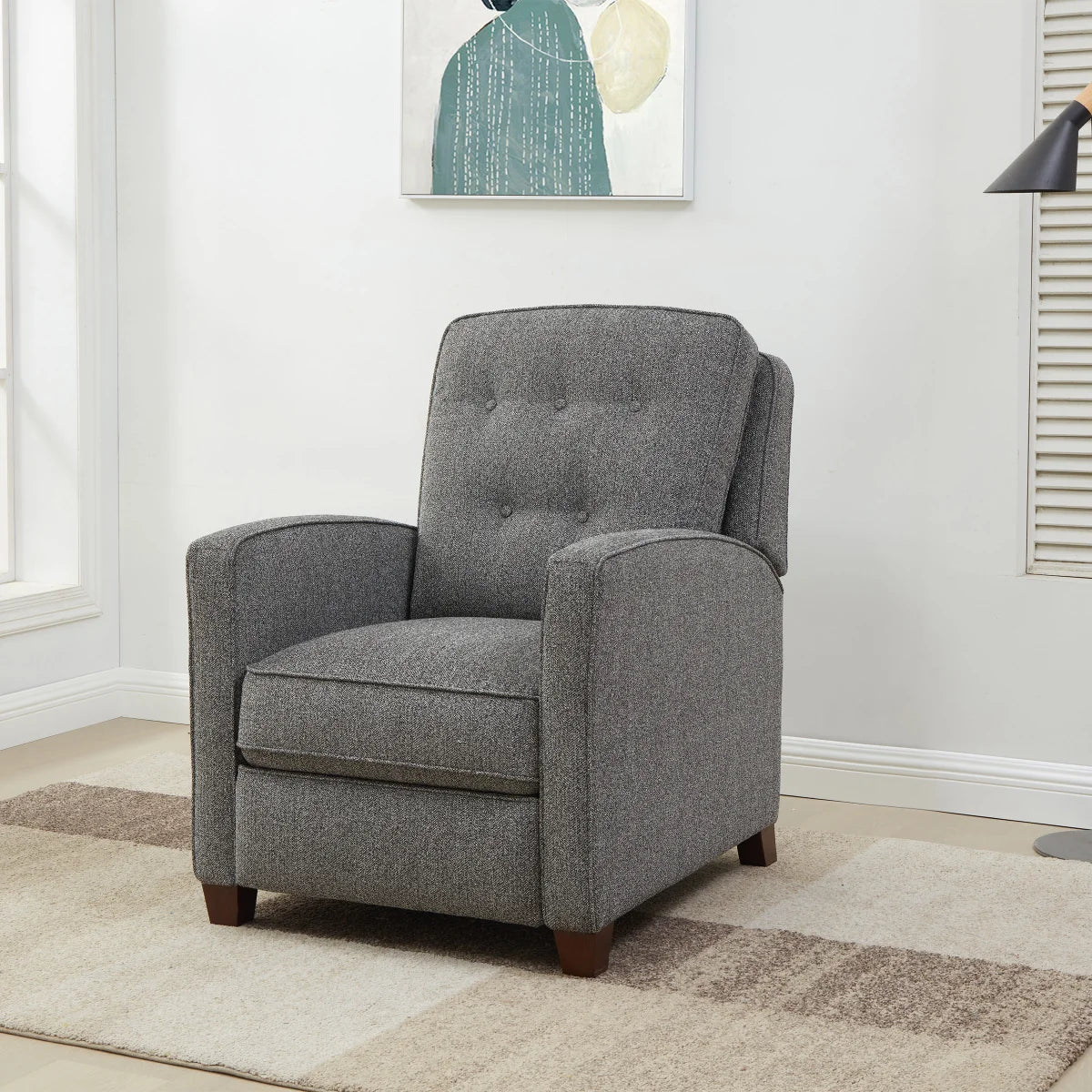 Fabric Pushback Recliner Grey