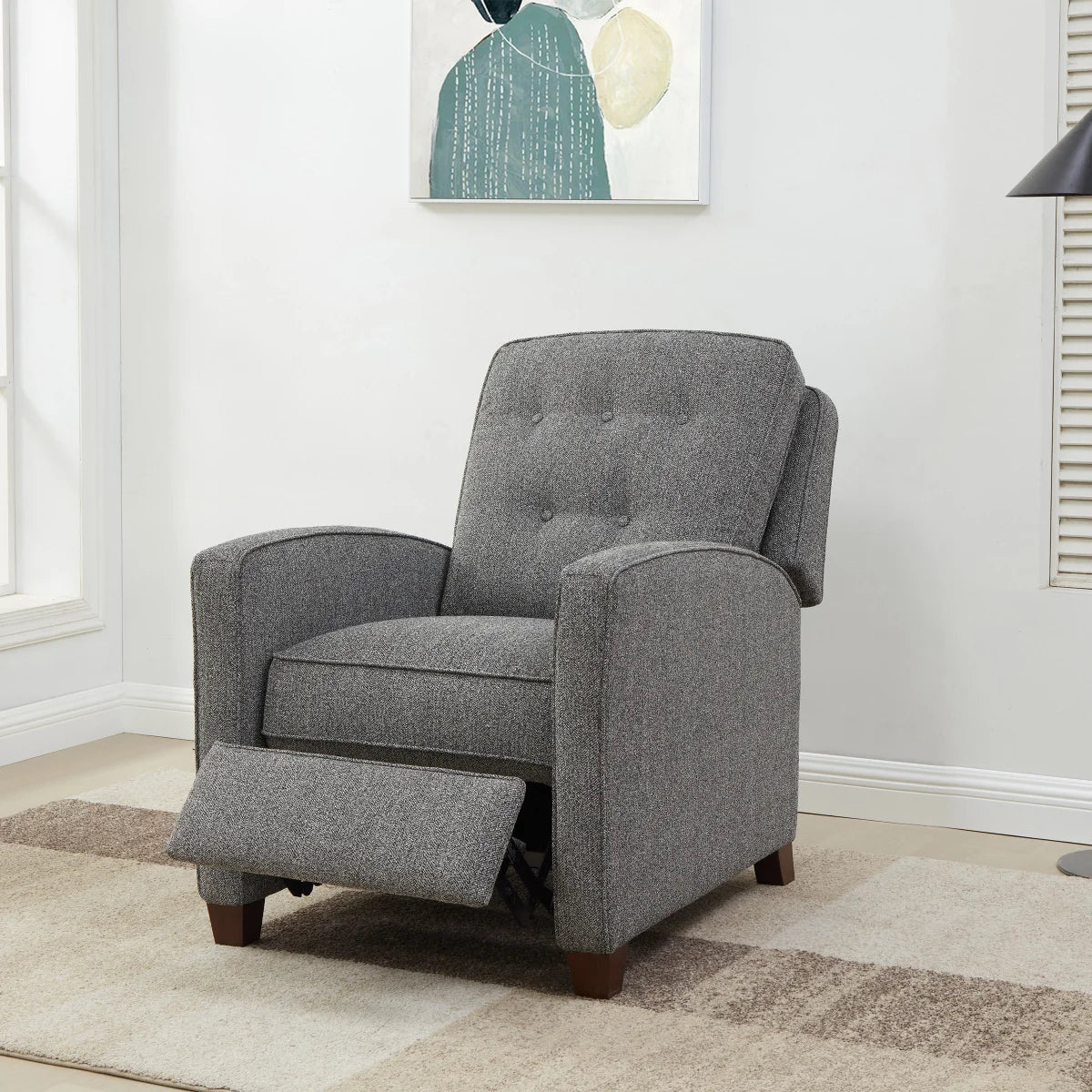 Fabric Pushback Recliner Grey