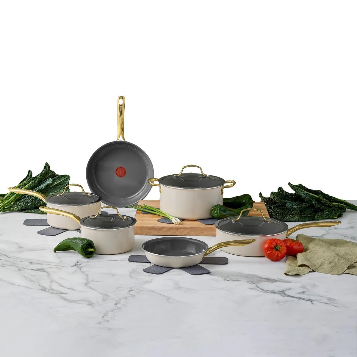 T-fal Preserve Ceramic Cookware Set, 13-piece