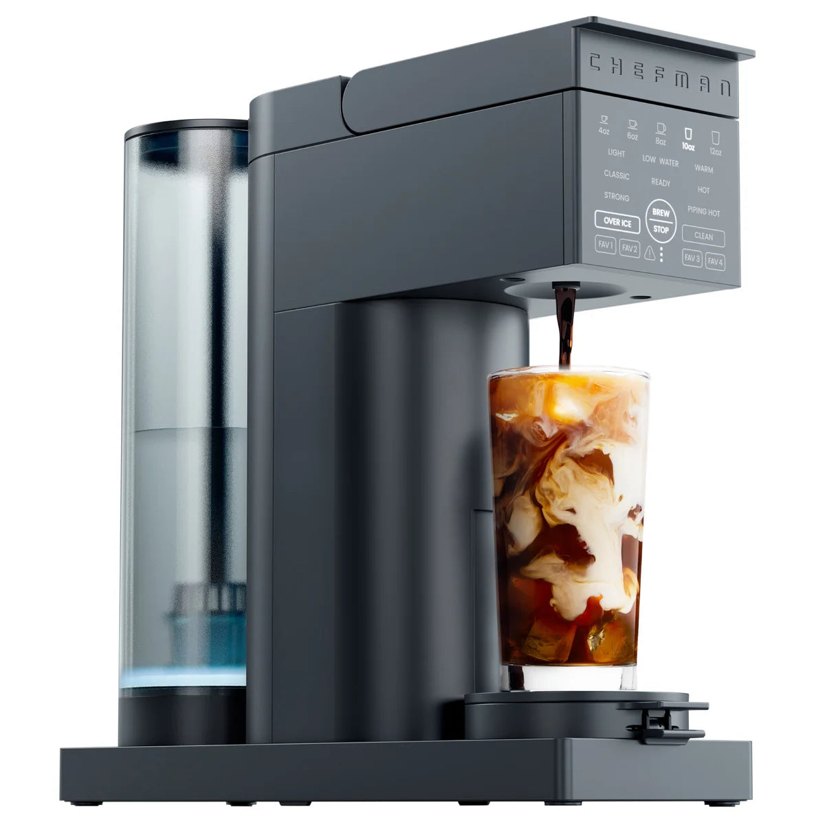 Chefman Caffeinator Single Serve Coffee Machine, Ground and K-Cup Compatible, Iced Coffee Function