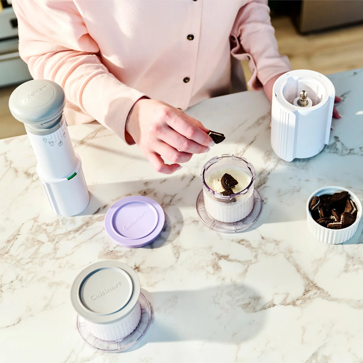 Cuisinart FastFreeze 5-in-1 Ice Cream Frozen Dessert Maker, Includes 4 Mixing Cups with Lids