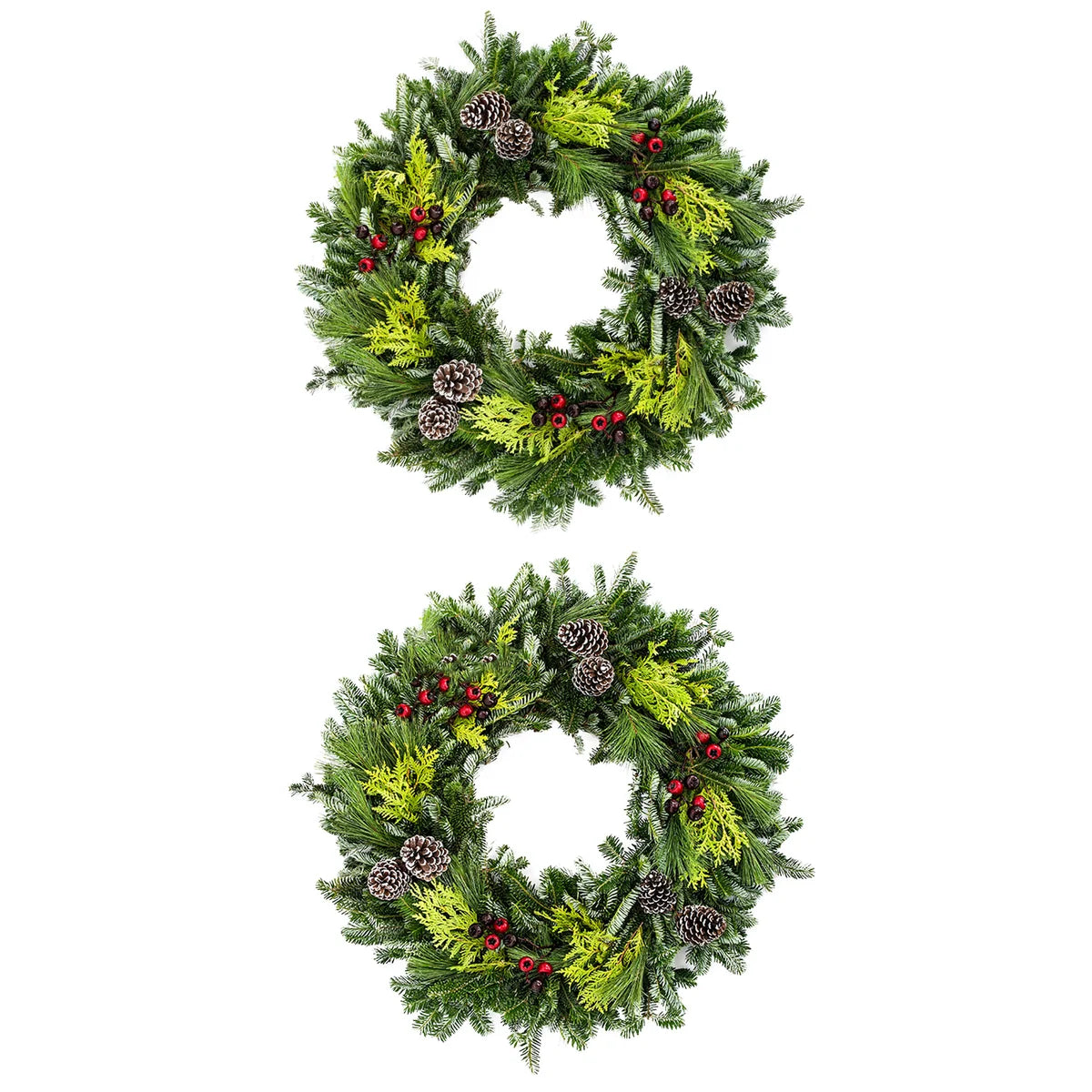 71 cm (28 in.) Fresh Mixed-Evergreen Holiday Wreath Set, 2-pack