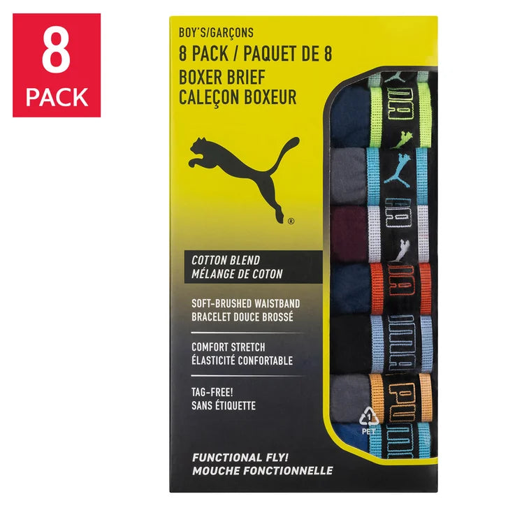 Puma Men's/Boys' Boxer Brief 8-Pack