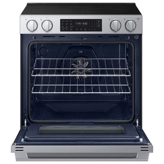 Samsung 80 Series 30 in. 6.3 cu ft. Stainless Steel Electric Slide-in Range with Air Fry and True Convection