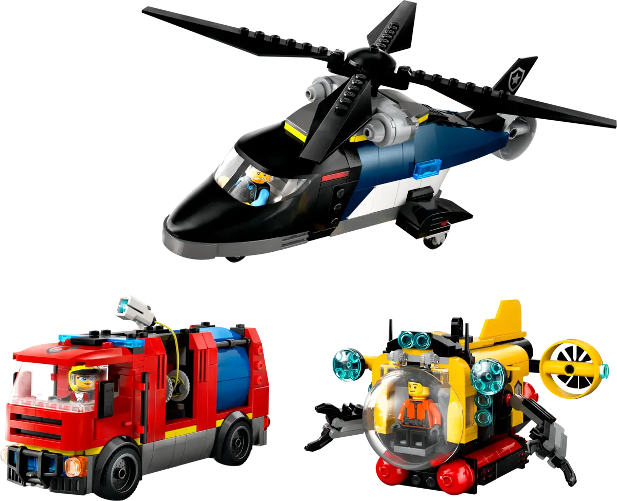 LEGO CITY HELICOPTER FIRE TRUCK AND Submarine 60462