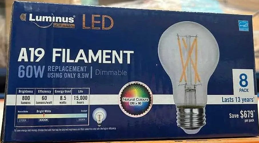LUMINUS FILAMENT A19 60W DIMMABLE