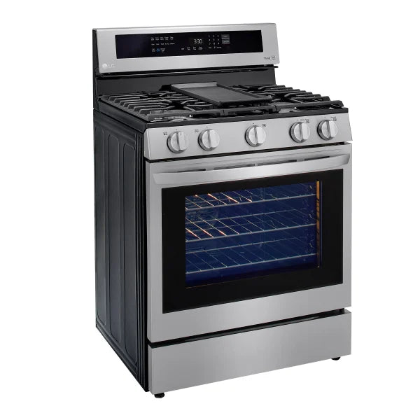 LG 30 in. 5.8 cu. ft. Smudge Resistant Stainless Steel Gas True Convection Smart Range with InstaView and Air Fry