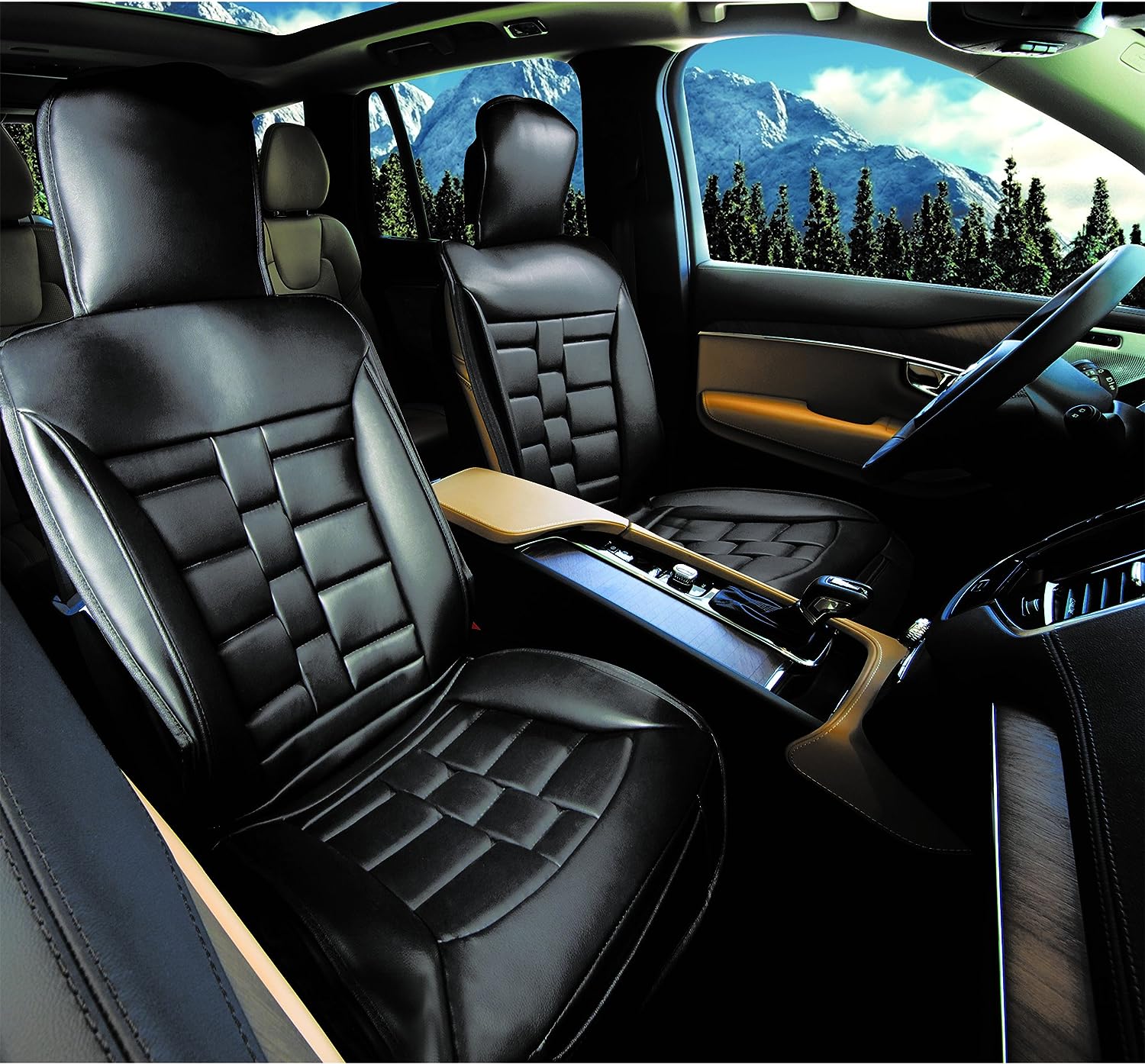 Alpena Black Padded Universal Fit Luxury Seat Cover, 2-pack