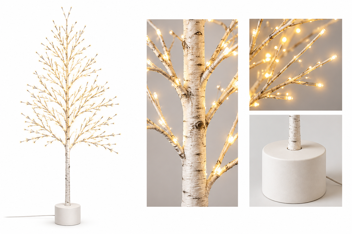 2M (6.5 ft) Birch Tree with LED Micro-Lights