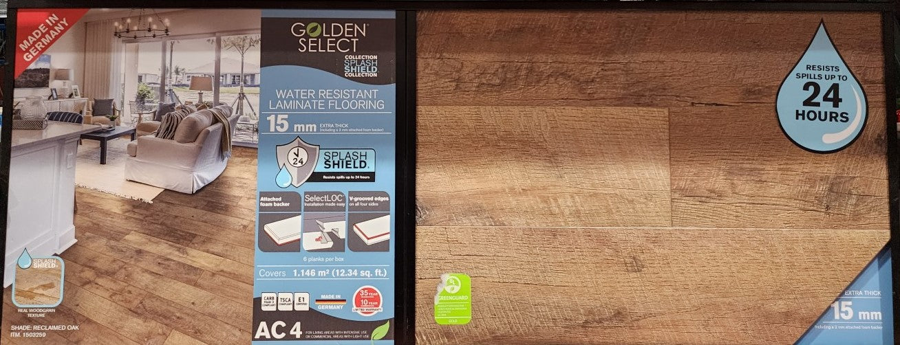 GOLDEN SELECT LAMINATE FLOORING RECLAIMED OAK (Price per Sq foot 2.673)